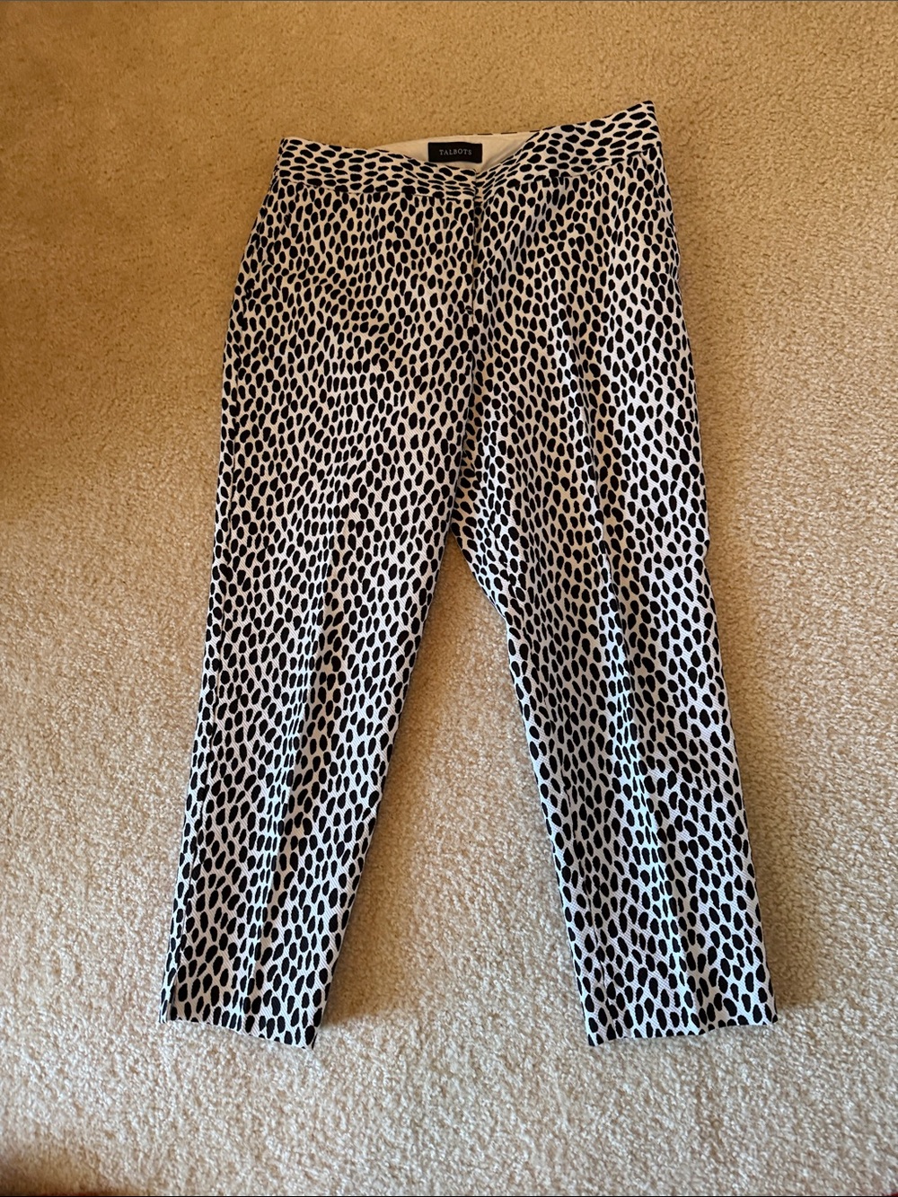 Talbots Black and White Dot-Pattern Ankle Pants